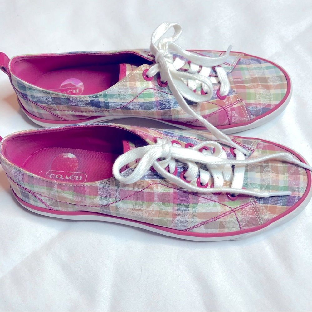 Coach Suzzy plaid multicolor sneakers tennis shoes - Picture 3 of 9